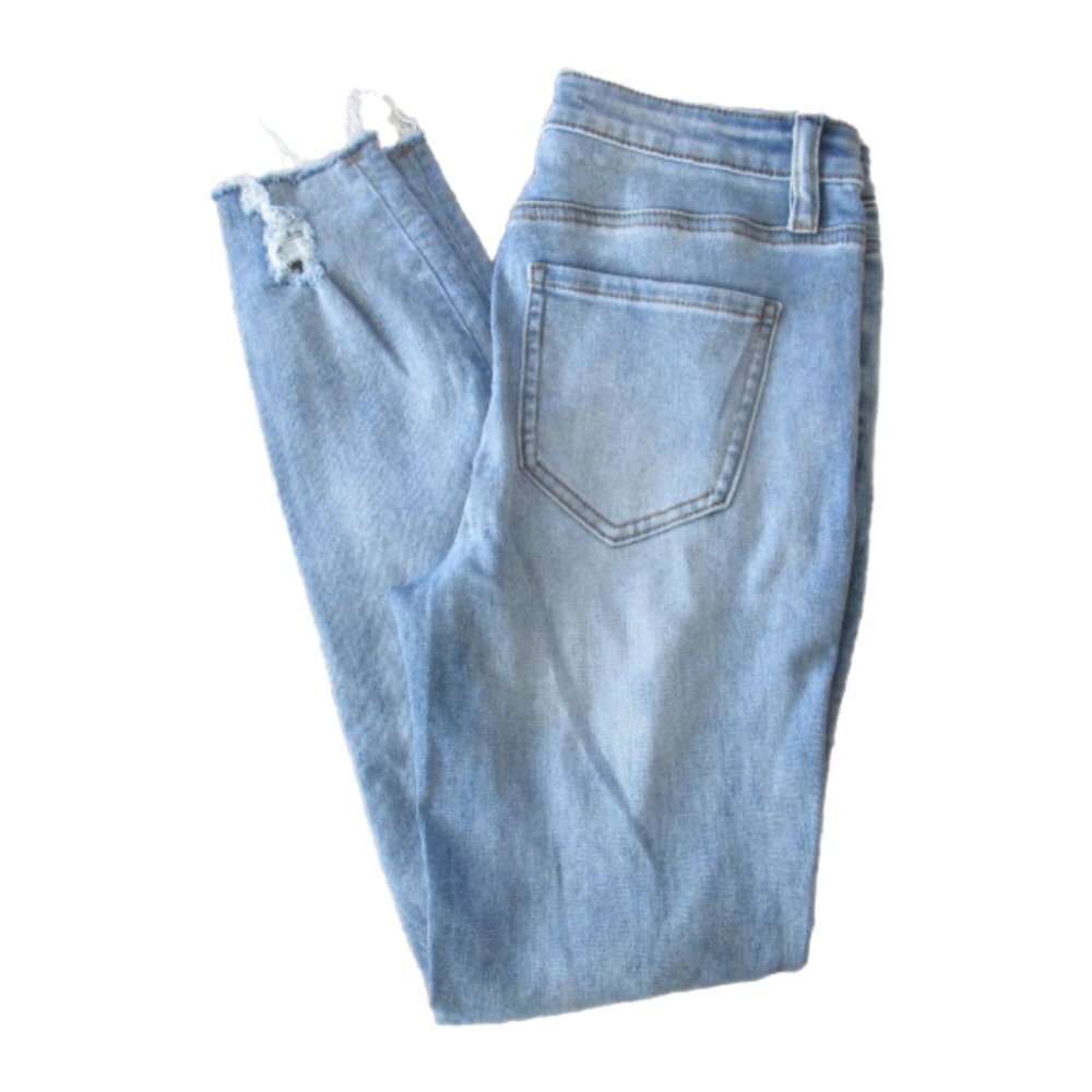 Angel Kiss Ankle Skinny Jeans Womens 7/28‎ Distressed Light Wash Denim Juniors